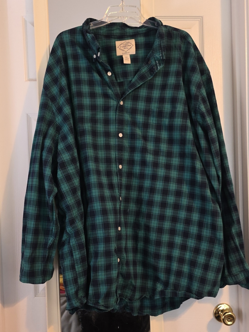 St. John's Bay Green And Plaid Shirt